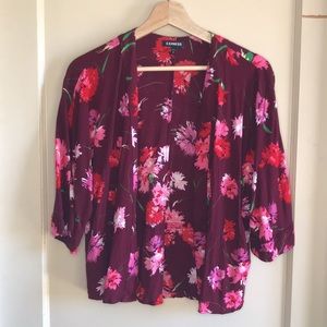 Express floral short sleeve open cardigan/kimono